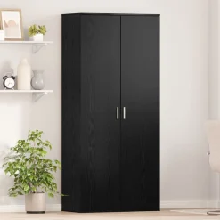 vidaXL Högskåp med hylla Svart ek 80 x 39 x 178 cm Konstruerat trä