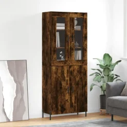 vidaXL Högskåp rökfärgad ek 69,5x34x180 cm konstruerat trä