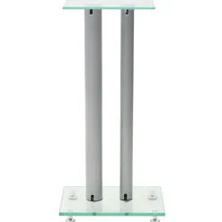 vidaXL Högtalarstativ 2 st härdat glas 2 pelare Silver