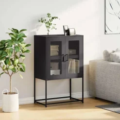 vidaXL Highboard svart 68x39x107 cm stål