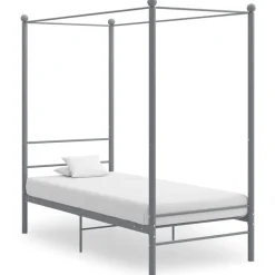 Online vidaXL Himmelsäng metall 90x200 cm Grå