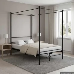 vidaXL Himmelsäng svart metall 120x200 cm