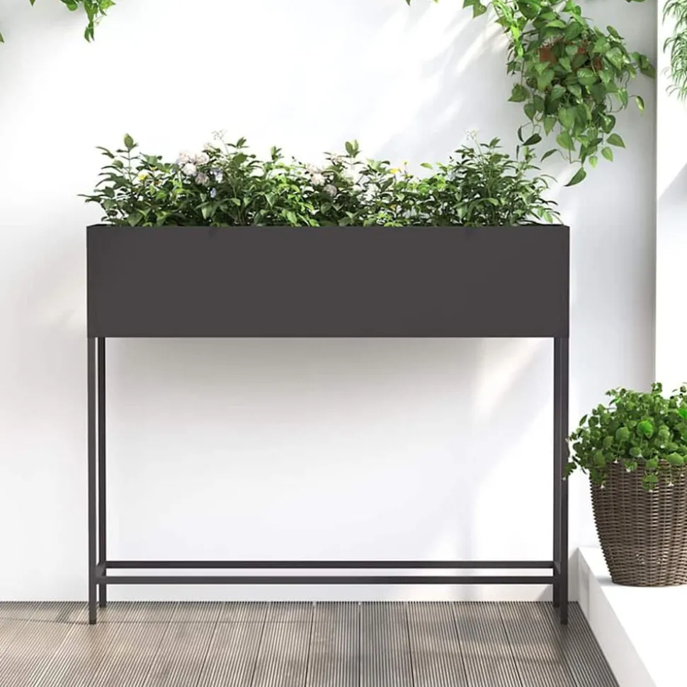 vidaXL Höjdträdgårdsplanterare Svart 100 x 26 x 82 cm Stål