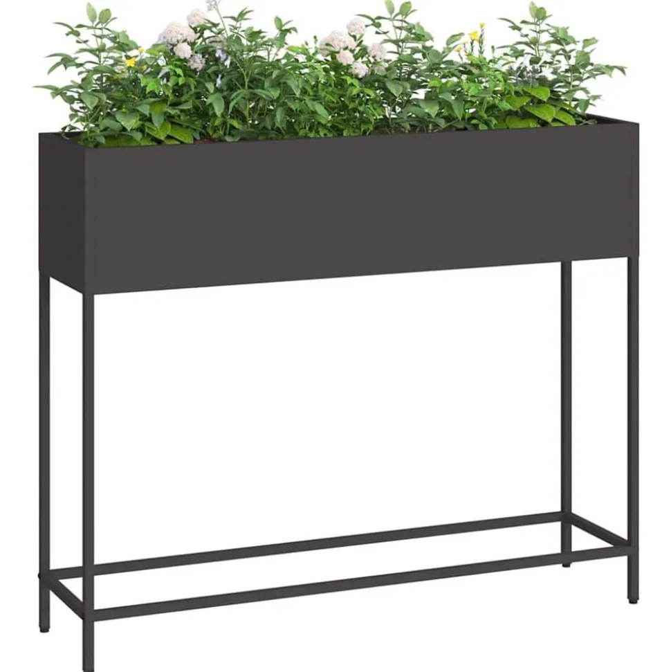 vidaXL Höjdträdgårdsplanterare Svart 100 x 26 x 82 cm Stål