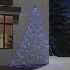 vidaXL Hängande julgran med metallkrok 260 LED 3 m inne/ute Blå