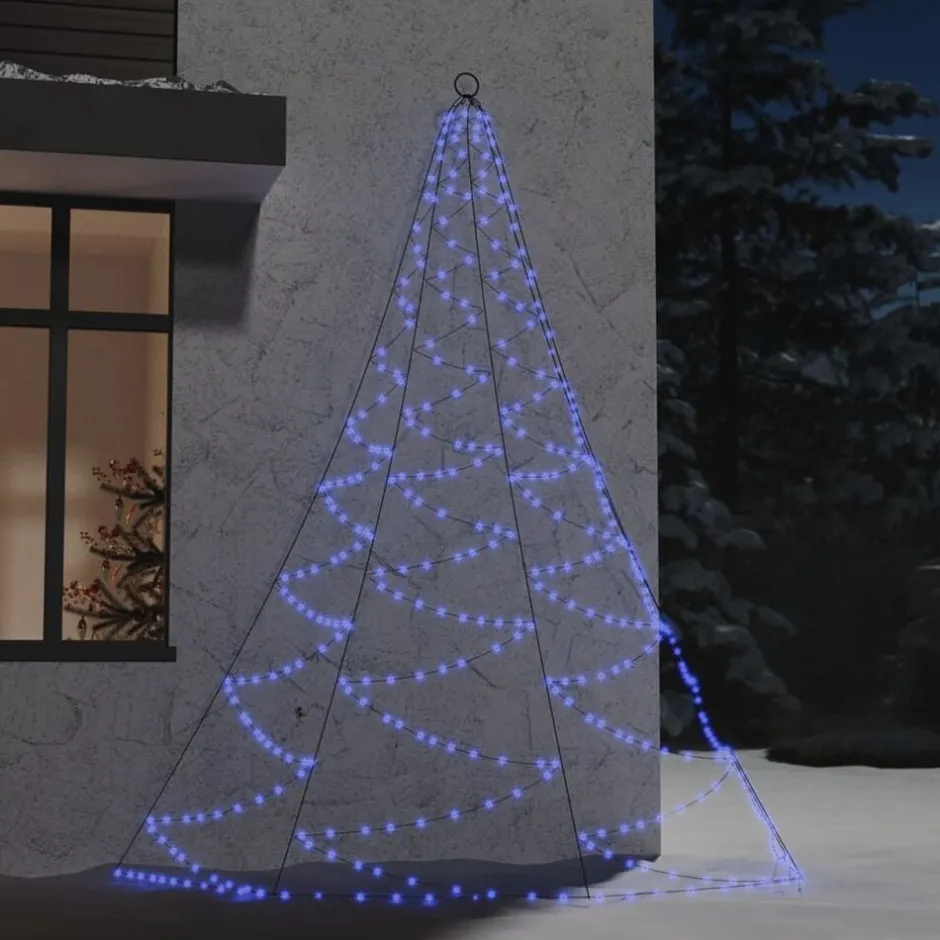 vidaXL Hängande julgran med metallkrok 260 LED 3 m inne/ute Blå