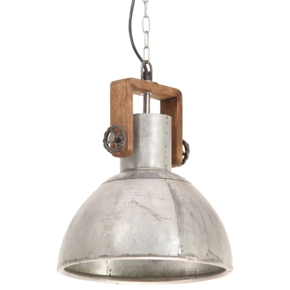 Best vidaXL Hänglampa industriell 25 W rund 30 cm E27 Silver