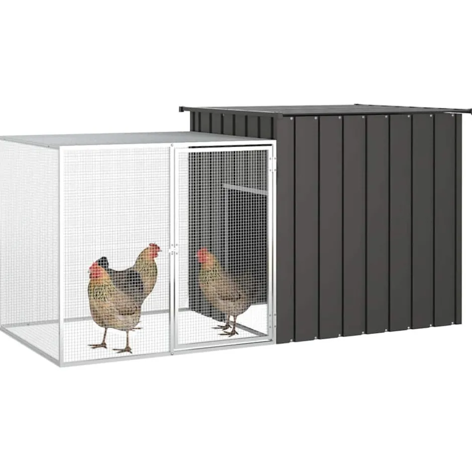 Discount vidaXL Hönsbur 200x91x100 cm galvaniserat stål Antracit