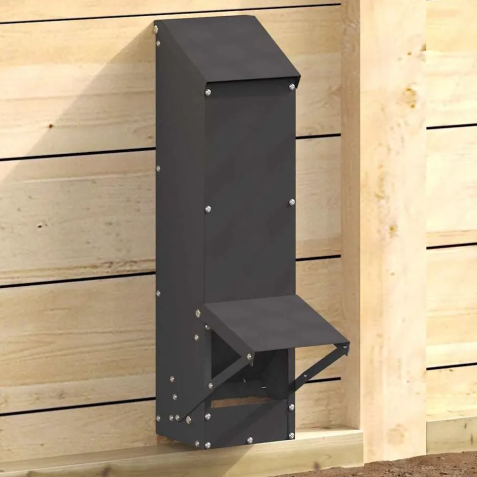 Hot vidaXL Hönsfodertråg 13 x 12 x 51 cm Kallvalsat Stål Svart