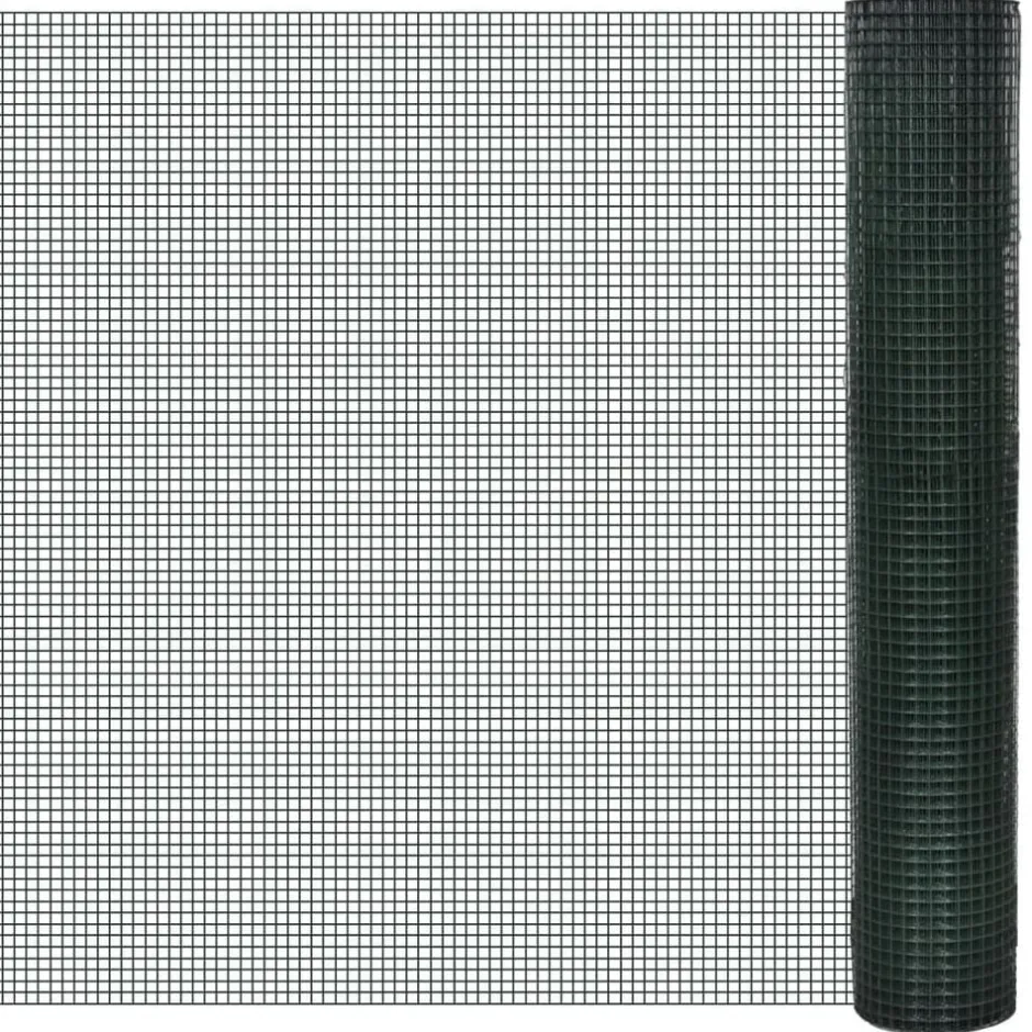 New vidaXL Hönsnät galvaniserat med PVC-beläggning 10x1 m Grön