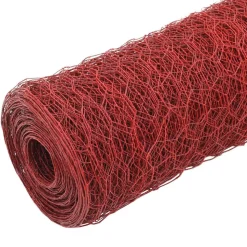 vidaXL Hönsnät stål med PVC-beläggning 25x1 m röd