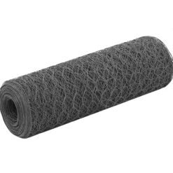 vidaXL Hönsnät stål med PVC-beläggning 25x0,5 m Grå