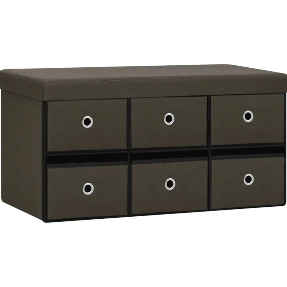 vidaXL Hopfällbar förvaringsbänk mörkbrun 76x38x38 cm konstlinne