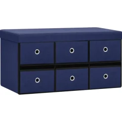 Discount vidaXL Hopfällbar förvaringsbänk 76x38x38 cm konstlinne Blå