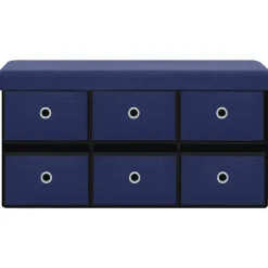 Discount vidaXL Hopfällbar förvaringsbänk 76x38x38 cm konstlinne Blå