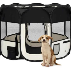 Clearance vidaXL Hopfällbar hundhage med väska 90x90x58 cm Svart