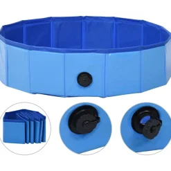 vidaXL Hopfällbar hundpool blå 80x20 cm PVC