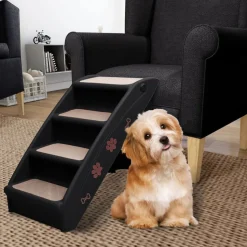 vidaXL Hopfällbar hundtrappa svart 62x40x49,5 cm