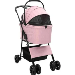 vidaXL Hopfällbar hundvagn Justerbar Rosa 81 x 47 x 99 cm Polyester