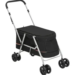 vidaXL Hopfällbar hundvagn svart 100x49x96 cm linnetyg