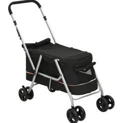 vidaXL Hopfällbar hundvagn svart 100x49x96 cm linnetyg
