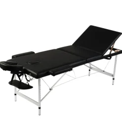vidaXL Hopfällbar massagebänk med 3 sektioner aluminiumram svart