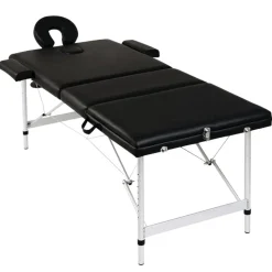 vidaXL Hopfällbar massagebänk med 3 sektioner aluminiumram svart