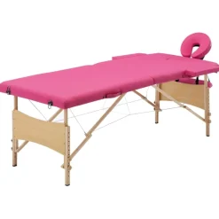 Best vidaXL Hopfällbar massagebänk 2 sektioner trä Rosa