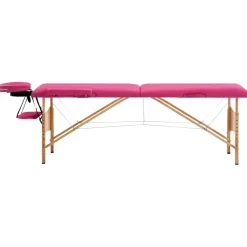 Best vidaXL Hopfällbar massagebänk 2 sektioner trä Rosa