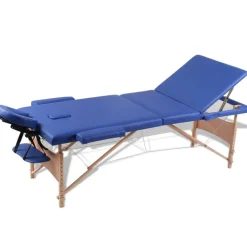 Discount vidaXL Hopfällbar massagebänk med 3 sektioner träram Blå