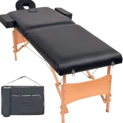 Clearance vidaXL Hopfällbar massagebänk 2 sektioner 10 cm tjock Svart