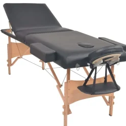 Best vidaXL Hopfällbar massagebänk 3 sektioner och pall 10 cm tjock Svart