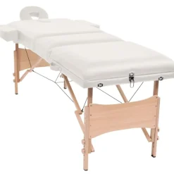 vidaXL Hopfällbar massagebänk 3 sektioner 10 cm tjock Vit