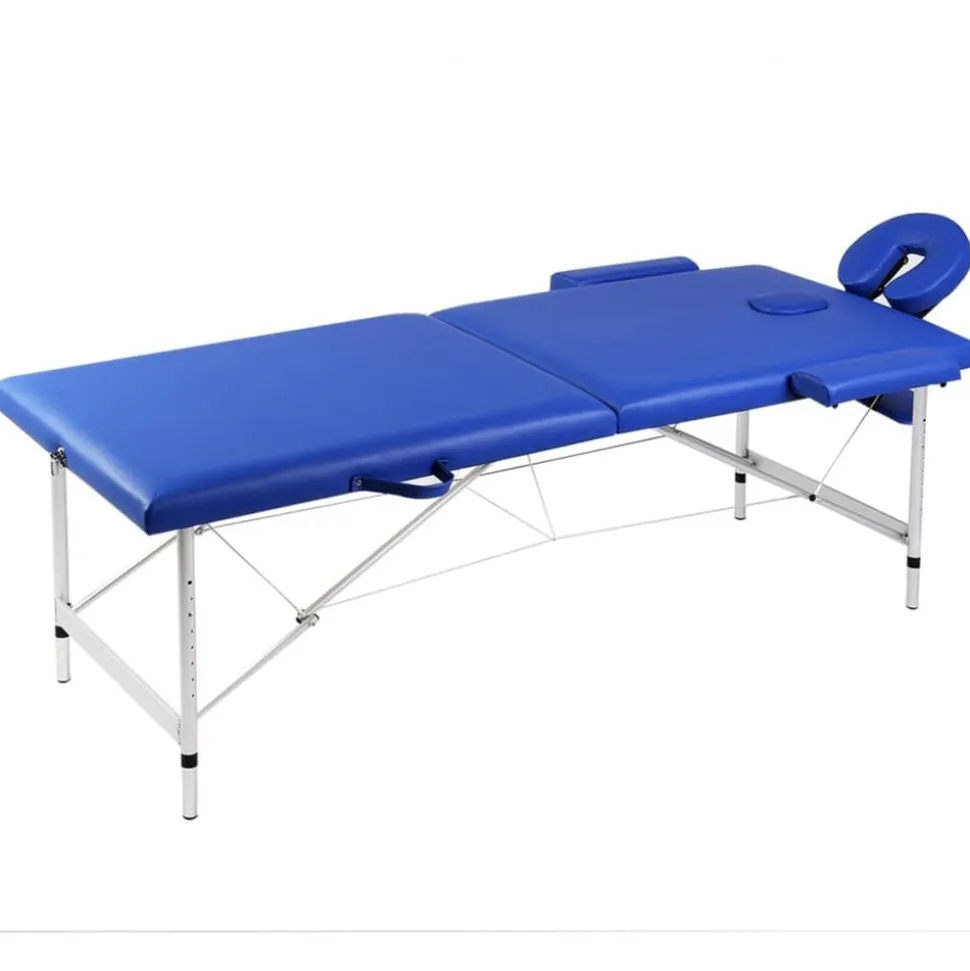 vidaXL Hopfällbar massagebänk med 2 sektioner aluminium blå