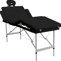 vidaXL Hopfällbar massagebänk med 4 sektioner aluminiumram svart