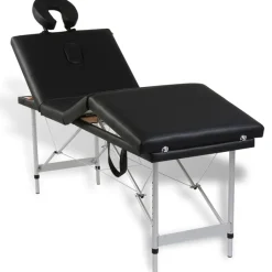 vidaXL Hopfällbar massagebänk med 4 sektioner aluminiumram svart