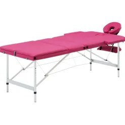 New vidaXL Hopfällbar massagebänk 3 sektioner aluminium Rosa