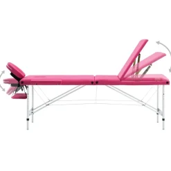 New vidaXL Hopfällbar massagebänk 3 sektioner aluminium Rosa