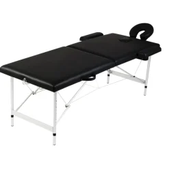 vidaXL Hopfällbar massagebänk med 2 sektioner aluminium Svart