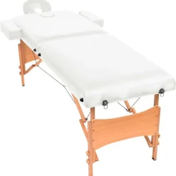 vidaXL Hopfällbar massagebänk 2 sektioner 10 cm tjock vit