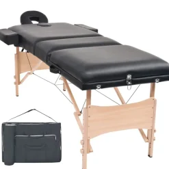 vidaXL Hopfällbar massagebänk 3 sektioner 10 cm tjock svart