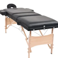 vidaXL Hopfällbar massagebänk 3 sektioner 10 cm tjock svart