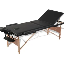 Clearance vidaXL Hopfällbar massagebänk med 3 sektioner träram Svart
