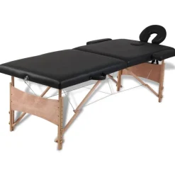 vidaXL Hopfällbar massagebänk med 2 sektioner träram svart