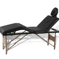 vidaXL Hopfällbar massagebänk med 4 sektioner träram svart