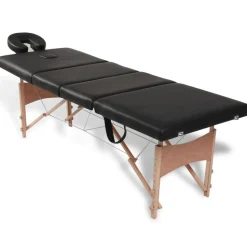 vidaXL Hopfällbar massagebänk med 4 sektioner träram svart