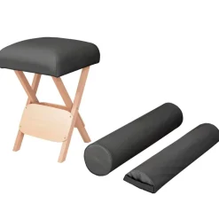 Discount vidaXL Hopfällbar massagepall 12 cm tjock sits och 2 bolster Svart
