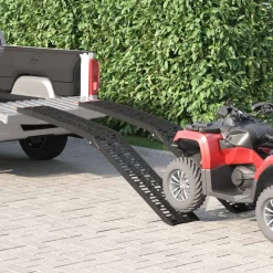 vidaXL Hopfällbar motorcykelramp 340 kg per ramp 2 pcs Svart Aluminium