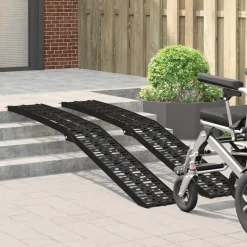 vidaXL Hopfällbar motorcykelramp 340 kg per ramp 2 pcs Svart Aluminium