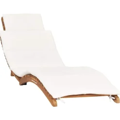 Sale vidaXL Hopfällbar solsäng med grädd dyna massiv teak Vit